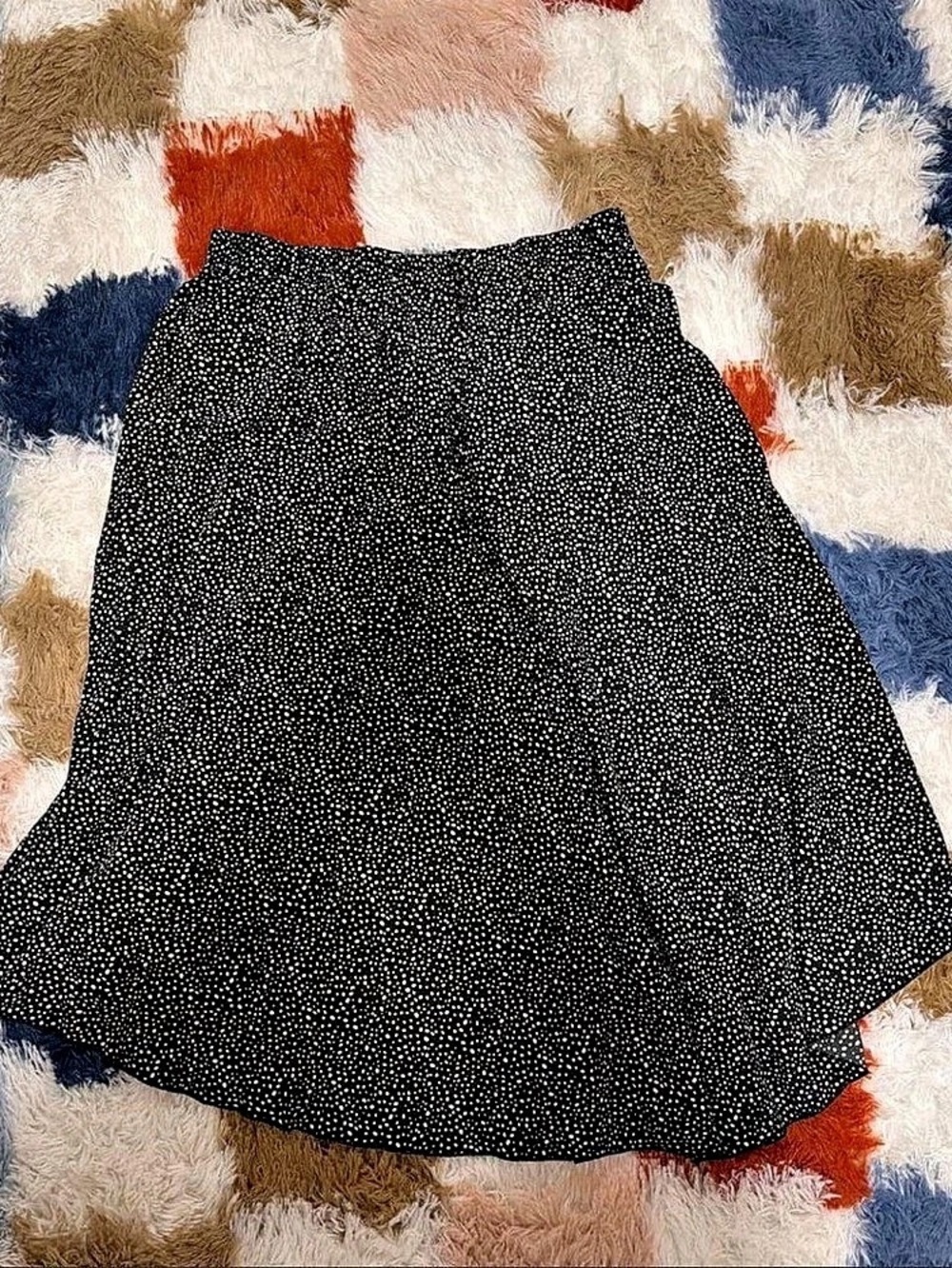Polka Dot A-Line Skirt in Black & White Like New